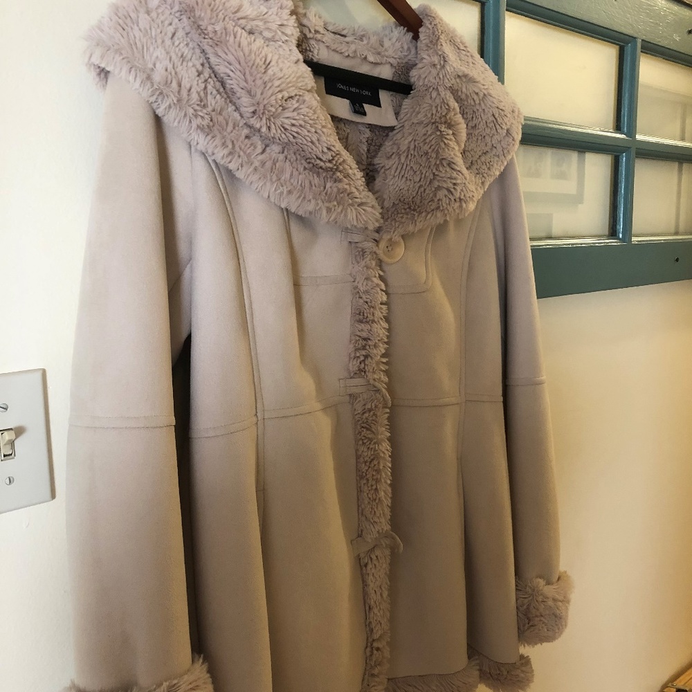 Suede/Faux Fir Coat - Size Small